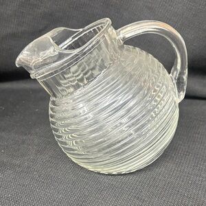 Vintage Clear Ribbed Glass Pitcher